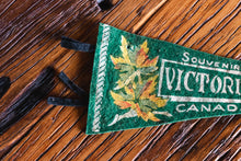 Load image into Gallery viewer, Victoria Canada Green Felt Pennant Vintage Wall Art Decor - Eagle&#39;s Eye Finds
