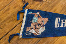 Load image into Gallery viewer, Cheyenne Wyoming Blue Felt Pennant Vintage Wall Decor - Eagle&#39;s Eye Finds
