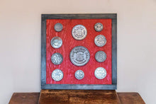 Load image into Gallery viewer, Framed Vintage Tin Lids Vintage Advertising Wall Hanging Decor - Eagle&#39;s Eye Finds

