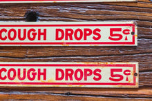Load image into Gallery viewer, Red Star Cough Drop Sign Vintage Tin Strip Sign - Eagle&#39;s Eye Finds
