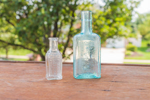 Chamberlain Medicine Bottles Vintage Aqua and Clear Apothecary Bottles - Eagle's Eye Finds