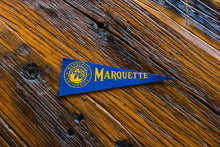 Load image into Gallery viewer, Marquette University Blue Felt Pennant Vintage Wall Hanging Decor - Eagle&#39;s Eye Finds
