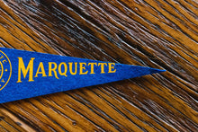 Load image into Gallery viewer, Marquette University Blue Felt Pennant Vintage Wall Hanging Decor - Eagle&#39;s Eye Finds
