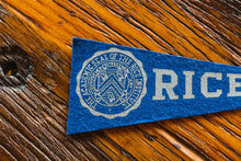 Load image into Gallery viewer, Rice University Mini Blue Felt Pennant Vintage Wall Hanging Decor - Eagle&#39;s Eye Finds

