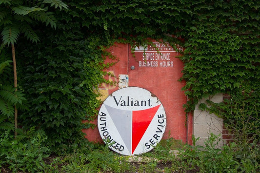 Plymouth Valiant Authorized Service Double Sided Porcelain Sign Vintage Auto, Gas, and Oil Signage - Eagle's Eye Finds