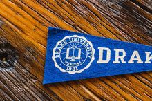 Load image into Gallery viewer, Drake University Blue Felt Pennant Vintage College Wall Decor - Eagle&#39;s Eye Finds
