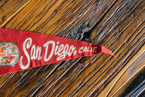 San Diego California Red Felt Pennant Vintage Wall Decor - Eagle's Eye Finds