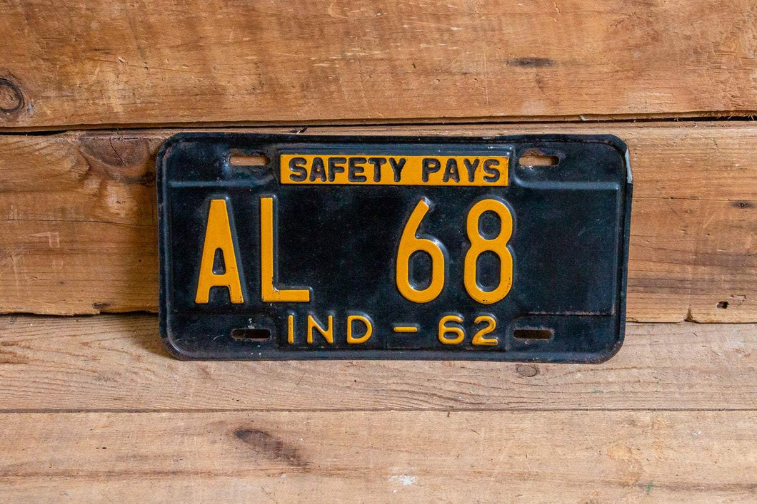Al 68 Indiana 1962 License Plate Vintage Wall Hanging Decor - Eagle's Eye Finds
