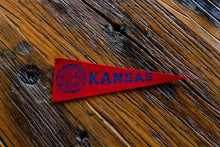 Load image into Gallery viewer, University of Kansas Mini Felt Pennant Vintage College Wall Decor - Eagle&#39;s Eye Finds
