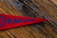 Load image into Gallery viewer, University of Kansas Mini Felt Pennant Vintage College Wall Decor - Eagle&#39;s Eye Finds

