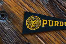 Load image into Gallery viewer, Purdue University Black Felt Pennant Vintage Dorm Decor - Eagle&#39;s Eye Finds
