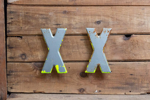 Metal Letter X Service Station Sign Vintage Chippy Wall Decor Initial XX Vintage Chippy Marquee - Eagle's Eye Finds