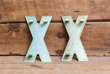 Load image into Gallery viewer, Metal Letter X Service Station Sign Vintage Chippy Wall Decor Initial XX Vintage Chippy Marquee - Eagle&#39;s Eye Finds
