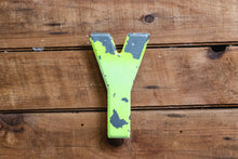 Load image into Gallery viewer, Metal Letter Y Service Station Sign Vintage Chippy Wall Decor Initial Vintage Chippy Marquee - Eagle&#39;s Eye Finds

