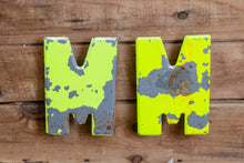 Load image into Gallery viewer, Metal Letter M Service Station Sign Vintage Chippy Wall Decor Initial M Vintage Chippy Marquee - Eagle&#39;s Eye Finds
