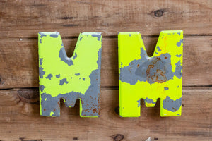 Metal Letter M Service Station Sign Vintage Chippy Wall Decor Initial M Vintage Chippy Marquee - Eagle's Eye Finds