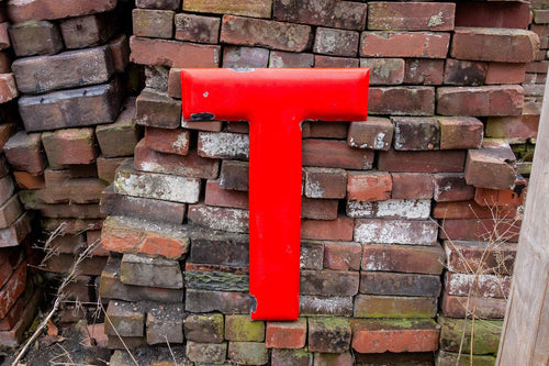 Red Letter T Porcelain Vintage Wall Hanging Decor Initials Name Letter - Eagle's Eye Finds
