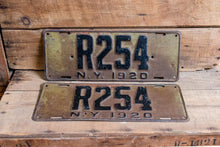 Load image into Gallery viewer, New York 1920 License Plate Pair Vintage Early Vanity Wall Decor R254 - Eagle&#39;s Eye Finds
