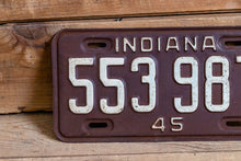 Load image into Gallery viewer, Indiana 1945 License Plate Vintage Wall Hanging Decor - Eagle&#39;s Eye Finds
