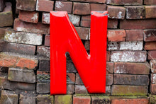 Load image into Gallery viewer, Large Red Letter N Porcelain Vintage Wall Hanging Decor Initials Name Letter - Eagle&#39;s Eye Finds
