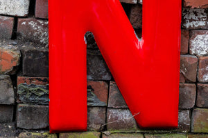 Large Red Letter N Porcelain Vintage Wall Hanging Decor Initials Name Letter - Eagle's Eye Finds