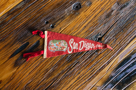 San Diego California Red Felt Pennant Vintage Wall Decor - Eagle's Eye Finds