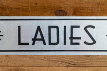 Load image into Gallery viewer, Vintage Ladies Bathroom Sign Metal Midcentury Signage - Eagle&#39;s Eye Finds
