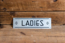 Load image into Gallery viewer, Vintage Ladies Bathroom Sign Metal Midcentury Signage - Eagle&#39;s Eye Finds
