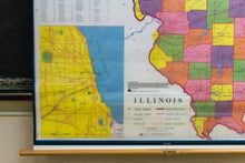Load image into Gallery viewer, Map of Illinois Vintage Pull Down Wall Decor - Eagle&#39;s Eye Finds
