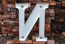 Load image into Gallery viewer, White Letter N Porcelain Vintage Wall Hanging Decor Initials Name Letter - Eagle&#39;s Eye Finds
