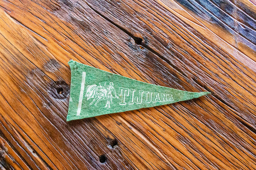 Tijuana Mexico Mini Green Felt Pennant Vintage Wall Decor - Eagle's Eye Finds