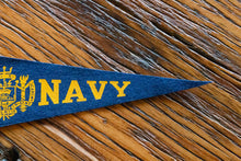 Load image into Gallery viewer, Navy Naval Academy Blue Mini Felt Pennant Vintage College Decor - Eagle&#39;s Eye Finds
