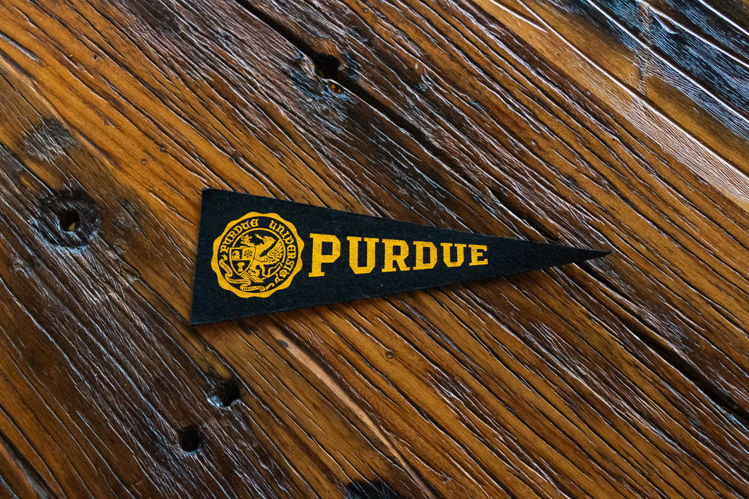 Purdue University Black Felt Pennant Vintage Dorm Decor - Eagle's Eye Finds