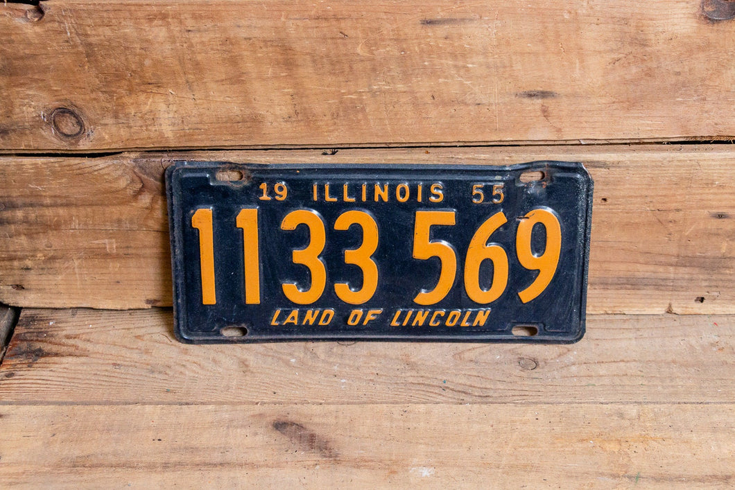 Illinois 1955 Land of Lincoln License Plate Vintage Wall Hanging Decor - Eagle's Eye Finds