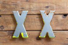 Load image into Gallery viewer, Metal Letter X Service Station Sign Vintage Chippy Wall Decor Initial XX Vintage Chippy Marquee - Eagle&#39;s Eye Finds
