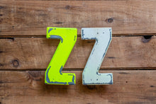 Load image into Gallery viewer, Metal Letter Z Service Station Sign Vintage Chippy Wall Decor Initial ZZ Vintage Chippy Marquee - Eagle&#39;s Eye Finds
