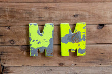 Load image into Gallery viewer, Metal Letter M Service Station Sign Vintage Chippy Wall Decor Initial M Vintage Chippy Marquee - Eagle&#39;s Eye Finds
