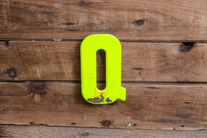 Metal Letter Q Service Station Sign Vintage Chippy Wall Decor Initial Vintage Chippy Marquee - Eagle's Eye Finds
