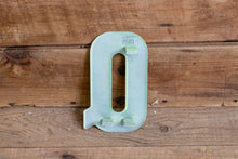 Load image into Gallery viewer, Metal Letter Q Service Station Sign Vintage Chippy Wall Decor Initial Vintage Chippy Marquee - Eagle&#39;s Eye Finds
