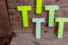 Load image into Gallery viewer, Metal Letter T Service Station Sign Vintage Chippy Wall Decor Initial TT Vintage Chippy Marquee - Eagle&#39;s Eye Finds
