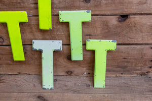Metal Letter T Service Station Sign Vintage Chippy Wall Decor Initial TT Vintage Chippy Marquee - Eagle's Eye Finds