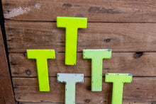 Load image into Gallery viewer, Metal Letter T Service Station Sign Vintage Chippy Wall Decor Initial TT Vintage Chippy Marquee - Eagle&#39;s Eye Finds
