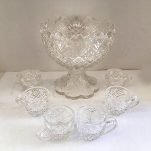 Child's Punch Bowl Set Vintage EAPG 1890 Westmoreland Thumbelina Pattern - Eagle's Eye Finds