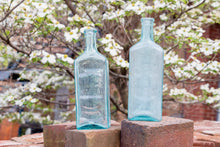 Load image into Gallery viewer, Hood&#39;s Sarsaparilla Vintage Aqua Apothecary Bottles from Lowell Massachusetts - Eagle&#39;s Eye Finds
