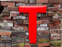 Load image into Gallery viewer, Red Letter T Porcelain Vintage Wall Hanging Decor Initials Name Letter - Eagle&#39;s Eye Finds
