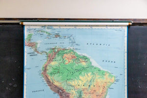 South America Pull Down Map Vintage Wall Hanging Decor - Eagle's Eye Finds