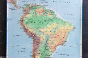 South America Pull Down Map Vintage Wall Hanging Decor - Eagle's Eye Finds
