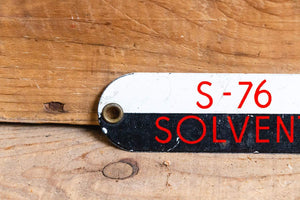 S-76 Solvent Gas Tag Vintage Porcelain Sign - Eagle's Eye Finds