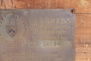 Peerless Motor Car Co Motor Number Brass Plate Plaque Vintage Wall Decor Sign - Eagle's Eye Finds