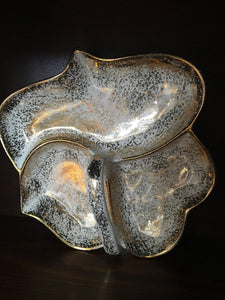 Yona 312 Speckled Gold Leaf Shaped Serving Dish with Handle Vintage - Eagle's Eye Finds